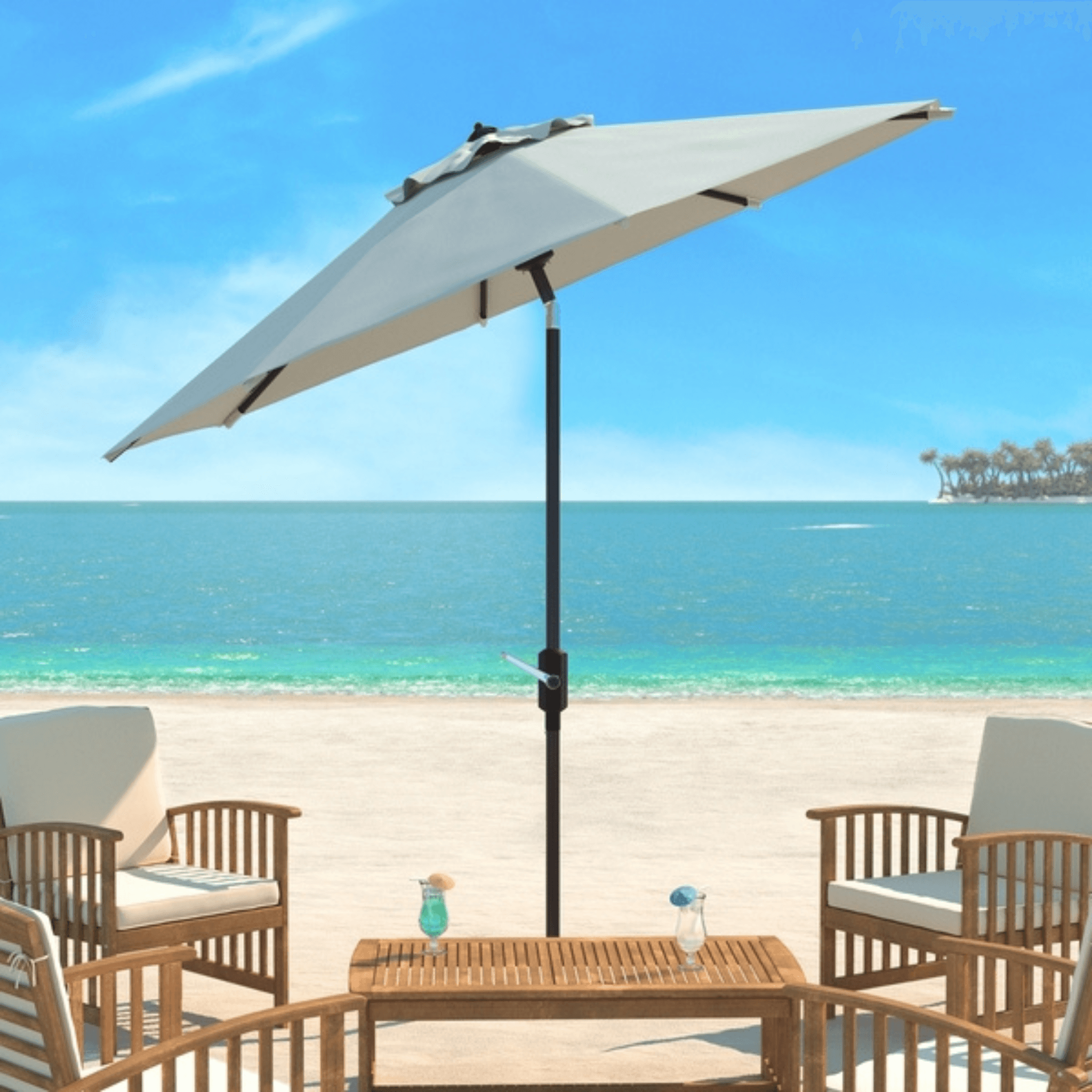 Auto Tilt Crank Outdoor Patio Umbrella - Adjustable Sun Shade with 360° Rotation in Multiple Colors for Pool, Garden, and Backyard Relaxation