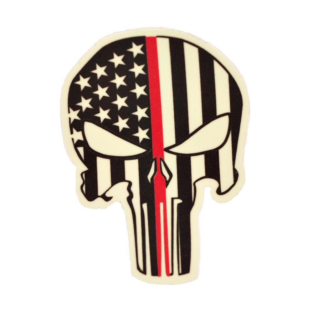 Thin Red Line Punisher Skull Flag - IdentiFire® Patriotic American Firefighter Support Decal - Perfect for Cars, Trucks, and Windows to Show Firefighter Appreciation