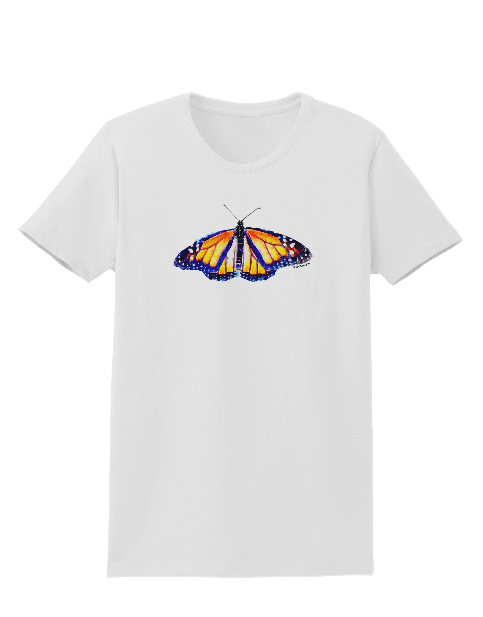 TooLoud Watercolor Monarch Butterfly Women's T-Shirt | Soft Cotton Graphic Tee for Casual Wear, Summer Outfits & Butterfly Lovers