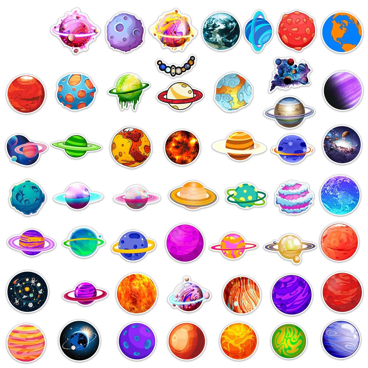 50 Pcs Space Planet Vinyl Stickers - Waterproof Decals for Laptop, Water Bottle, Skateboard, Helmet & Guitar - Fun Space-Themed Stickers for Kids, Teens & Adults - Perfect for School, Office & Home Decor