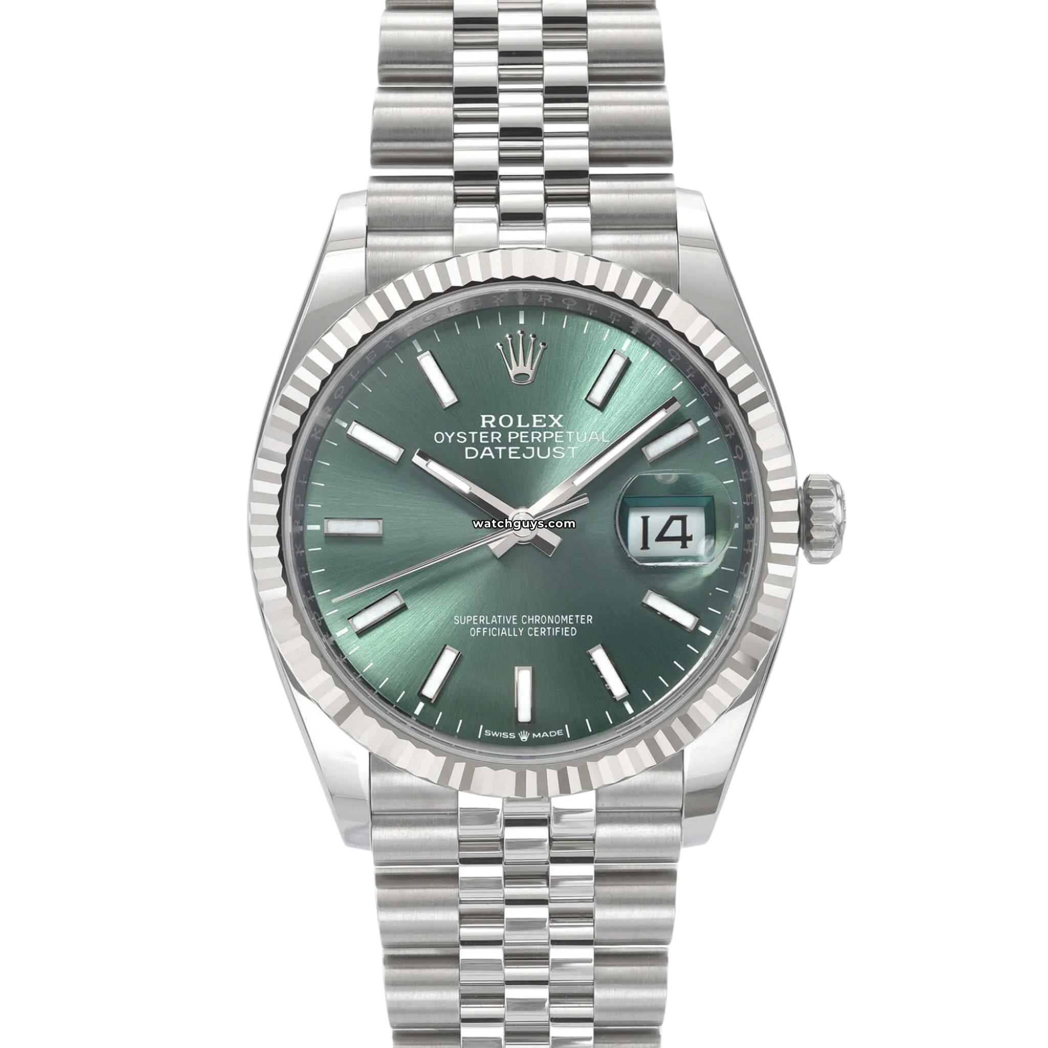 Rolex Datejust 126234 Stainless Steel Watch with Mint Green Dial & Jubilee Bracelet - Perfect for Business Meetings & Luxury Events