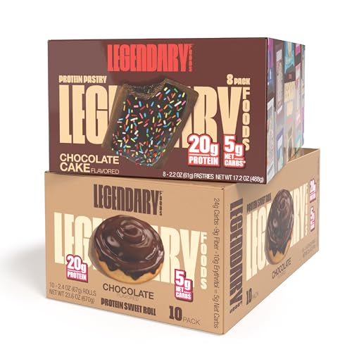 Legendary Foods High Protein Snack 18-Pack Chocolate Bonanza Bundle - Protein Pastry Chocolate Cake & Sweet Rolls | Low Carb, Gluten Free, Keto Friendly Healthy Snacks | Perfect for Workouts, Travel & On-the-Go Energy Boost