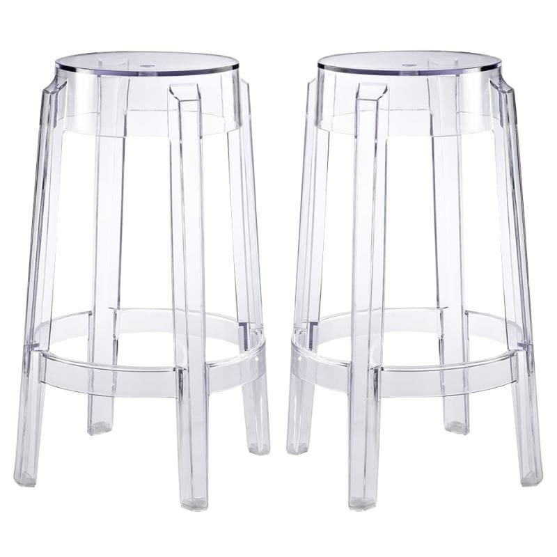 Home Square 2-Piece Clear Polycarbonate Counter Stool Set - 26.5