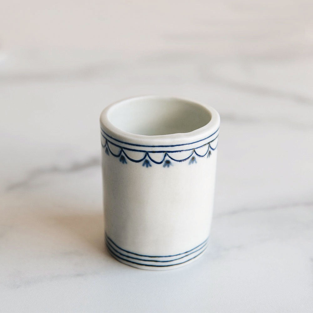 Hand Painted Porcelain Posy Vessel - Indigo Blue Floral Vase for Home Decor, Wedding Centerpiece & Gift Idea
