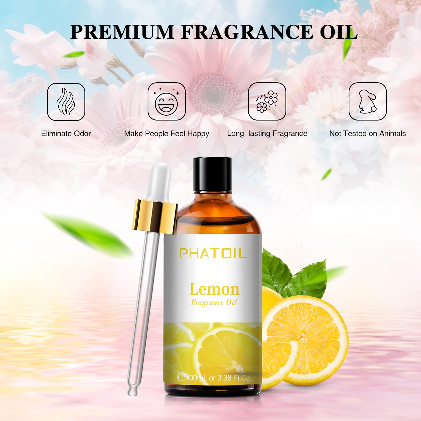 100ML Lemon Essential Oil for Aromatherapy, Diffuser & Humidifier - Pure Natural Fragrance Oil for Relaxation, Yoga, DIY Candle & Soap Making (3.38FL.OZ) - Perfect for Home Spa, Meditation & Stress Relief