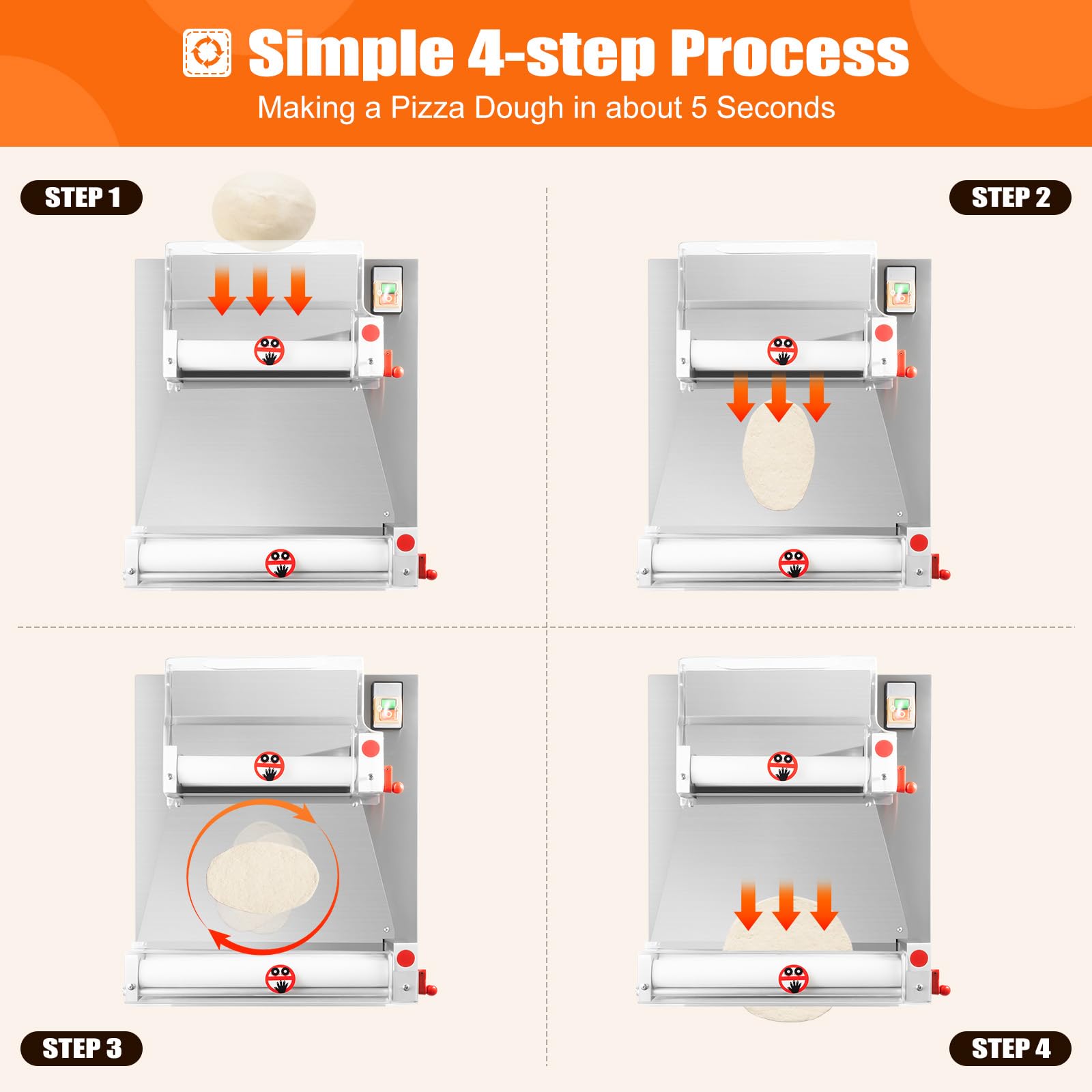 370W Automatic Pizza Dough Press Machine 4-16