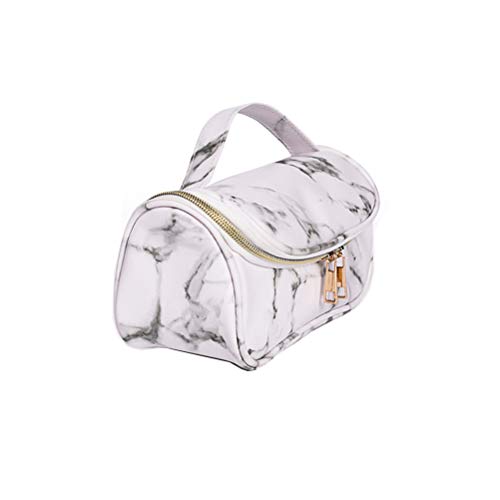 Uonlytech Marble Makeup Bag - Large White Waterproof Travel Toiletries Organizer for Women | Portable Cosmetic Storage Pouch for Gym, Vacation & Daily Essentials