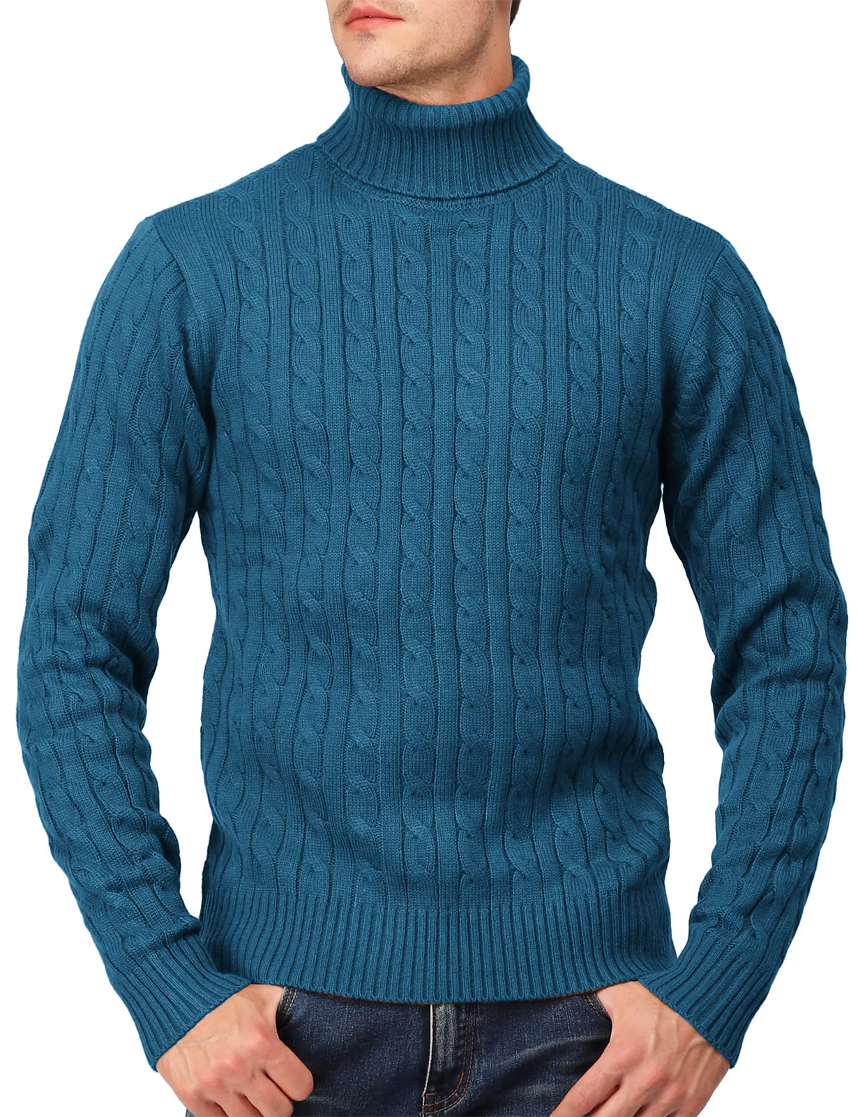 Men's Slim Fit Turtleneck Pullover Sweater - Warm Knitted Thermal Top for Winter | Casual & Office Wear | H2H Brand