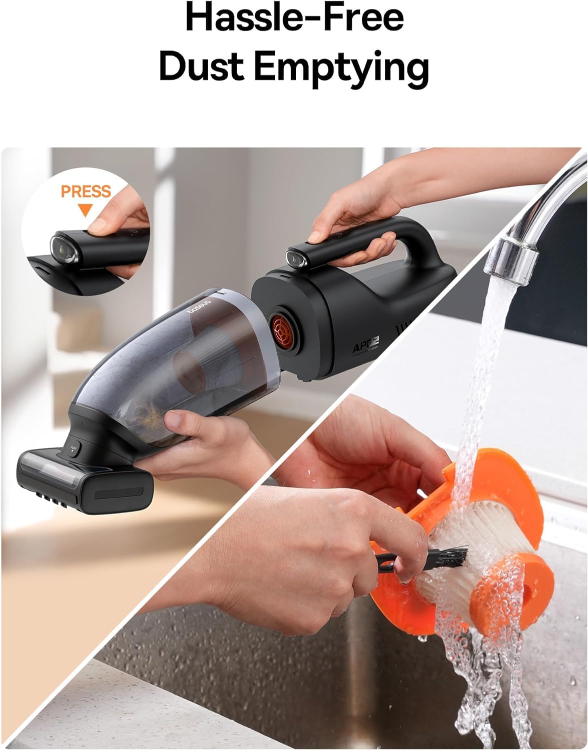 Baseus 160W Cordless Handheld Vacuum Cleaner - Powerful Car Vacuum for Pet Hair, LED Light, 10000mAh Rechargeable Battery - Portable for Home, Car, RV, Couch, Stairs - No Entanglement (AP02) | Perfect for Quick Cleanups & Pet Owners