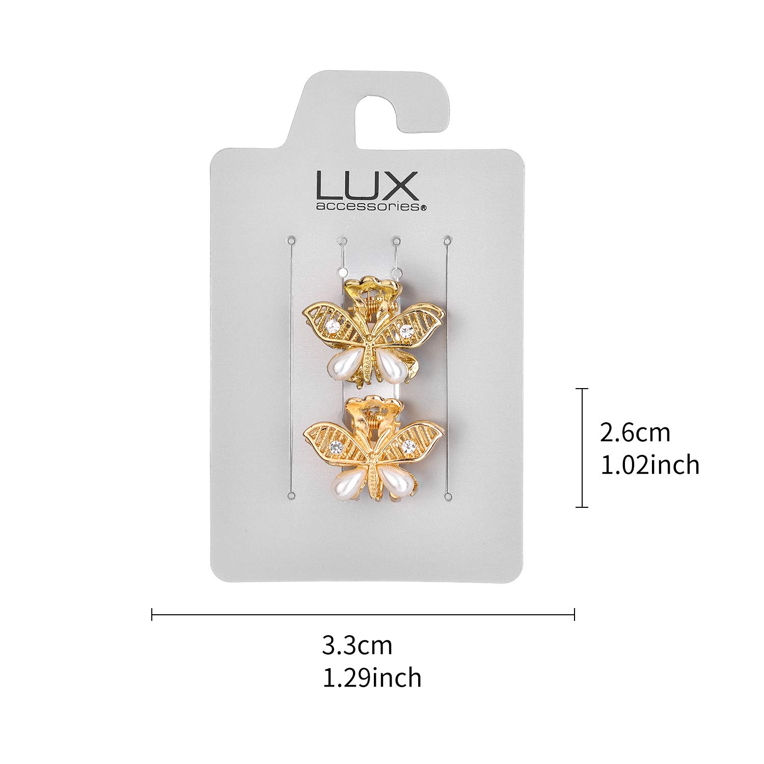 Gold Tone Butterfly Pearl Hair Claws Set of 2 - Elegant for Parties & Weddings