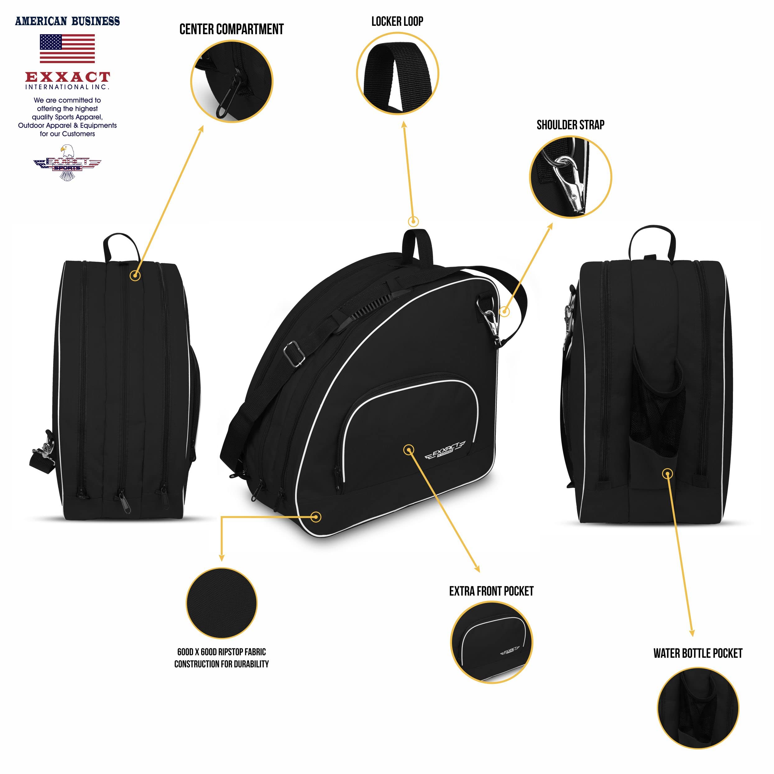Exxact Sports Ice Skate Bag for Youth & Adults - Durable Roller Skate & Inline Skate Carrying Case - Perfect for Hockey, Figure Skating, and Roller Derby Practice