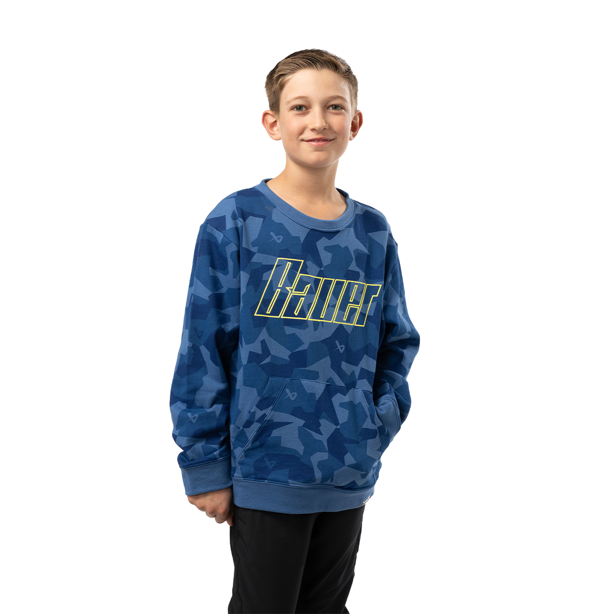 Bauer Youth French Terry Crew Neck Sweatshirt - Soft & Comfortable Pullover for Boys & Girls - Perfect for School, Sports & Casual Wear