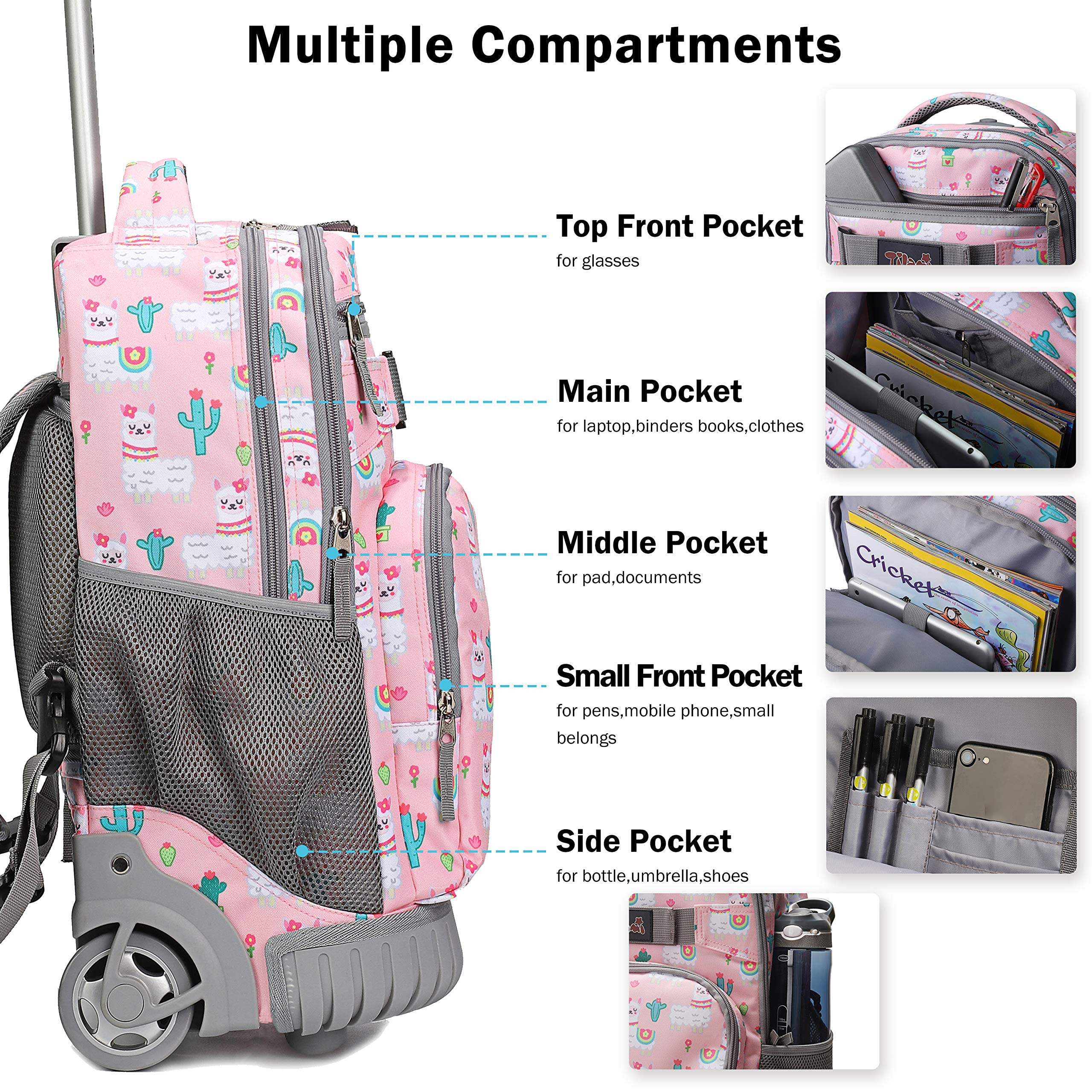 Tilami 18 Inch Rolling Backpack with Wheels - Lightweight Wheeled Backpack for School, College, Travel & Commuting - Perfect for Students, Boys & Girls - Ideal for Airports, Campus & Daily Use