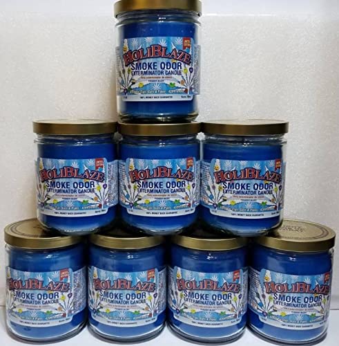 HoliBlaze Smoke Odor Eliminator Candle - 13 oz Jar (Set of 8) | Long-Lasting Fragrance for Home, Car, and Office | Neutralizes Smoke, Pet, and Cooking Odors