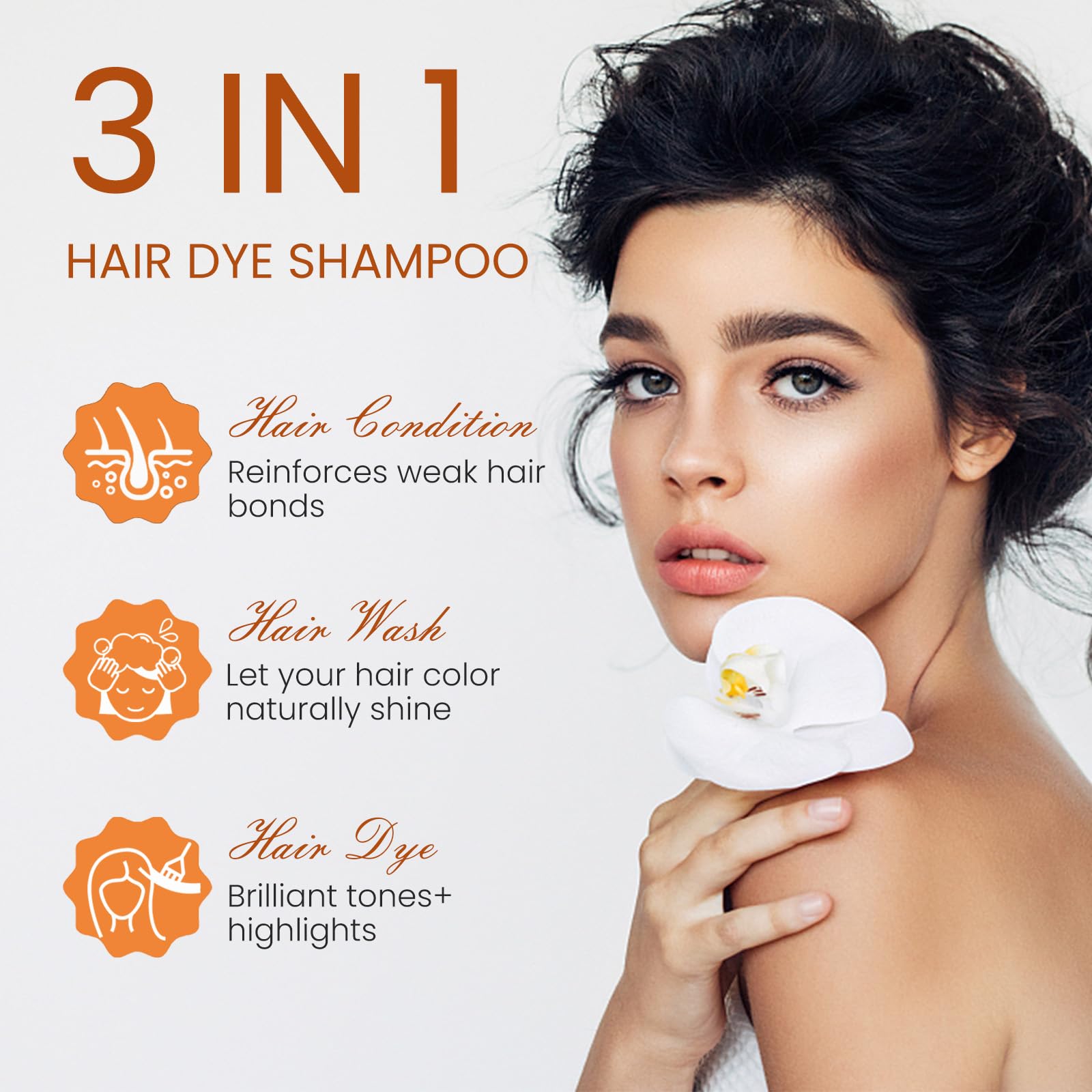 Black Hair Dye Shampoo 3 in 1 - 15 Minute Gray Coverage with 4 Week Lasting Color - At Home Hair Coloring for Women - 16.9 fl oz - Perfect for Quick Root Touch-Ups & Salon-Quality Results at Home