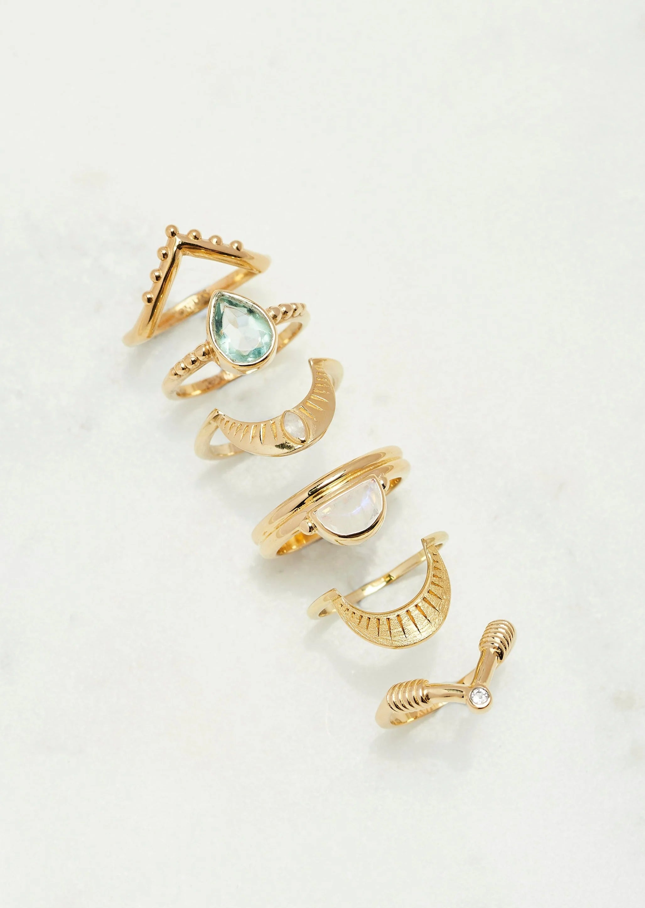 Lune Moonstone Silver Stacker Ring - Dainty Stackable Jewelry for Women - Perfect for Layering & Everyday Wear