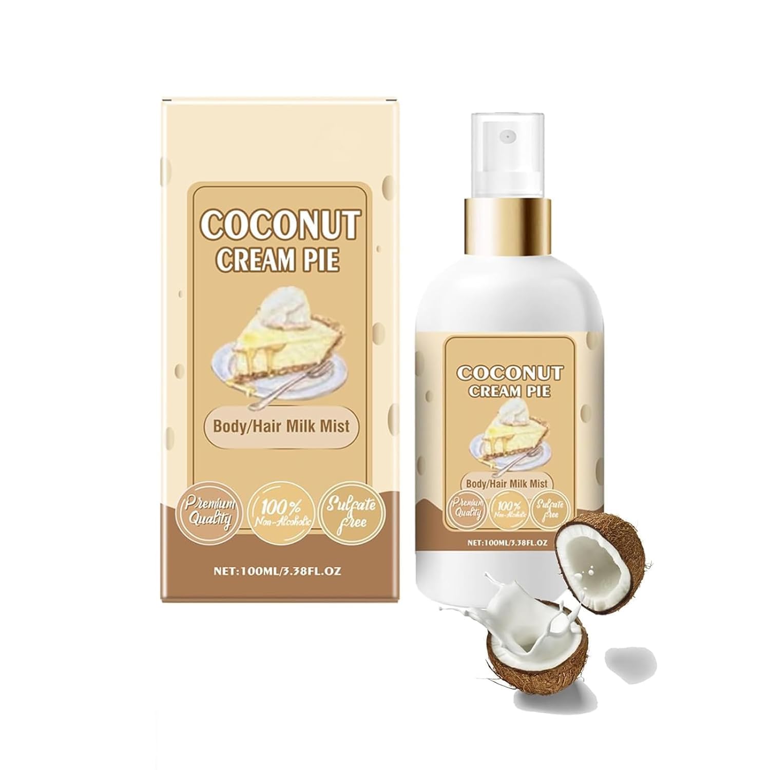 Vanilla Cream Puff Body & Hair Milk Mist - Long-Lasting Fragrance Body Spray for Women & Men, 3.38 Fl Oz (Strawberry Cake/Coconut Cream) - Perfect for Daily Use, Date Nights & Special Occasions