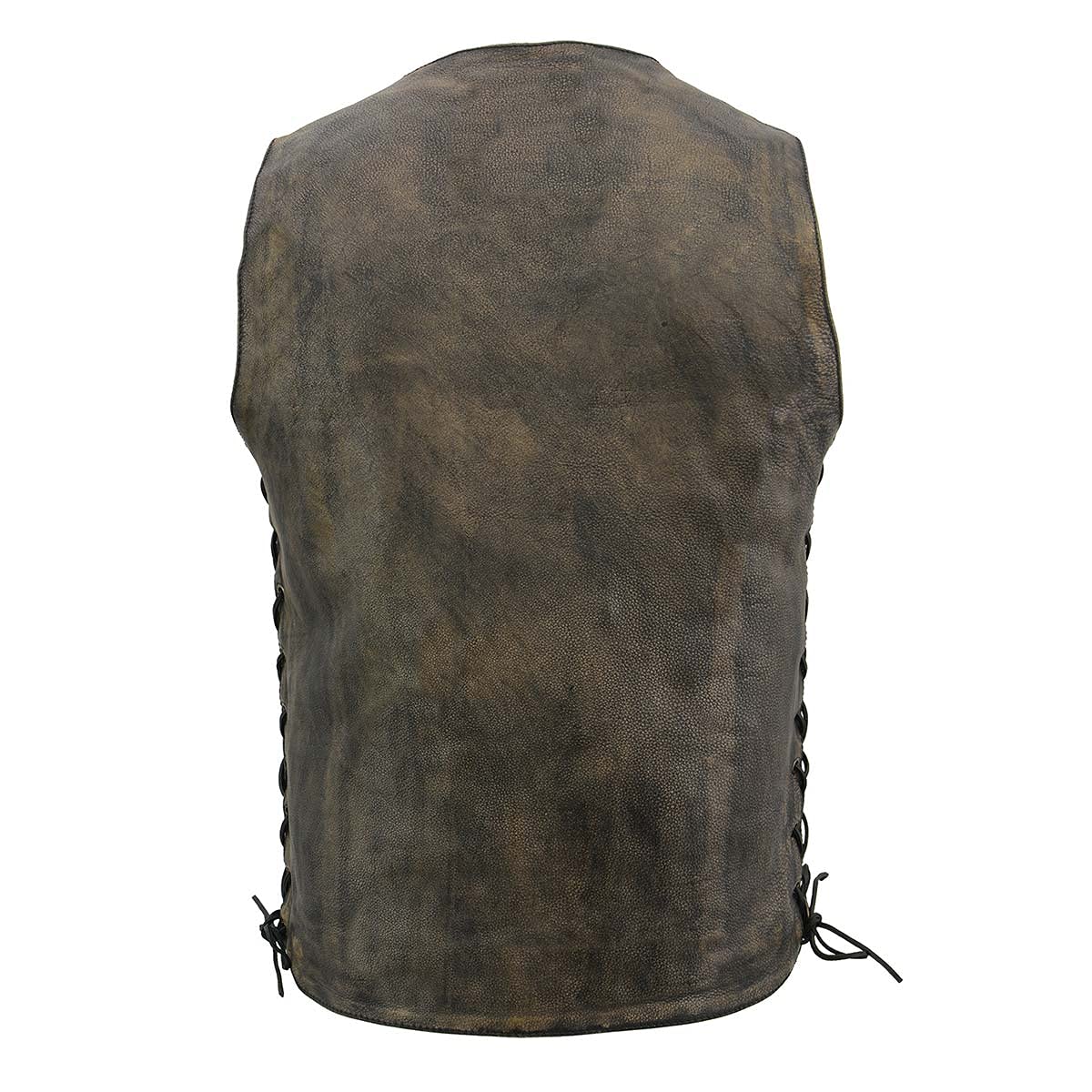 Milwaukee Leather MLM3540 Men's Distressed Brown Motorcycle Vest with 10 Pockets - Durable Biker Jacket for Riding, Motorcycle Events & Casual Wear