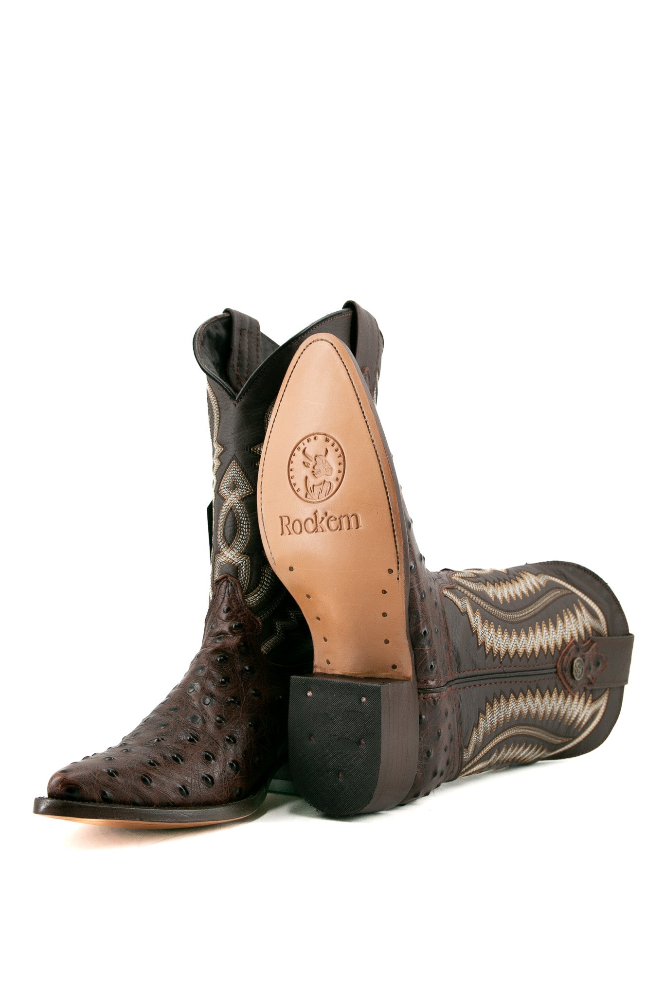 Ostrich Ranch Snip Toe Cowboy Boots for Men & Women - Western Style Leather Boots with Exotic Ostrich Skin - Perfect for Rodeo, Country Dancing & Western Fashion