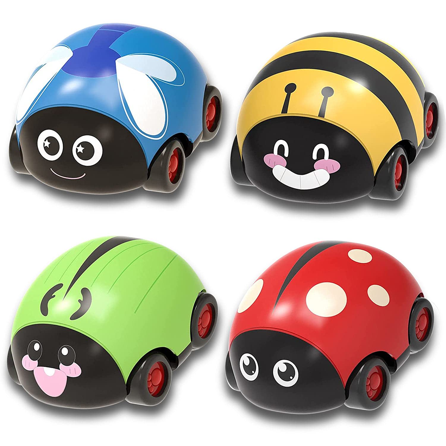 Best Pull Back Cars Toys for Toddlers 1-3 Years Old - 4 Pack Friction Powered Vehicle Playset with Animal Design - Fun Push and Go Toy Cars for Boys & Girls - Perfect Gift for Birthday, Christmas & Indoor Playtime
