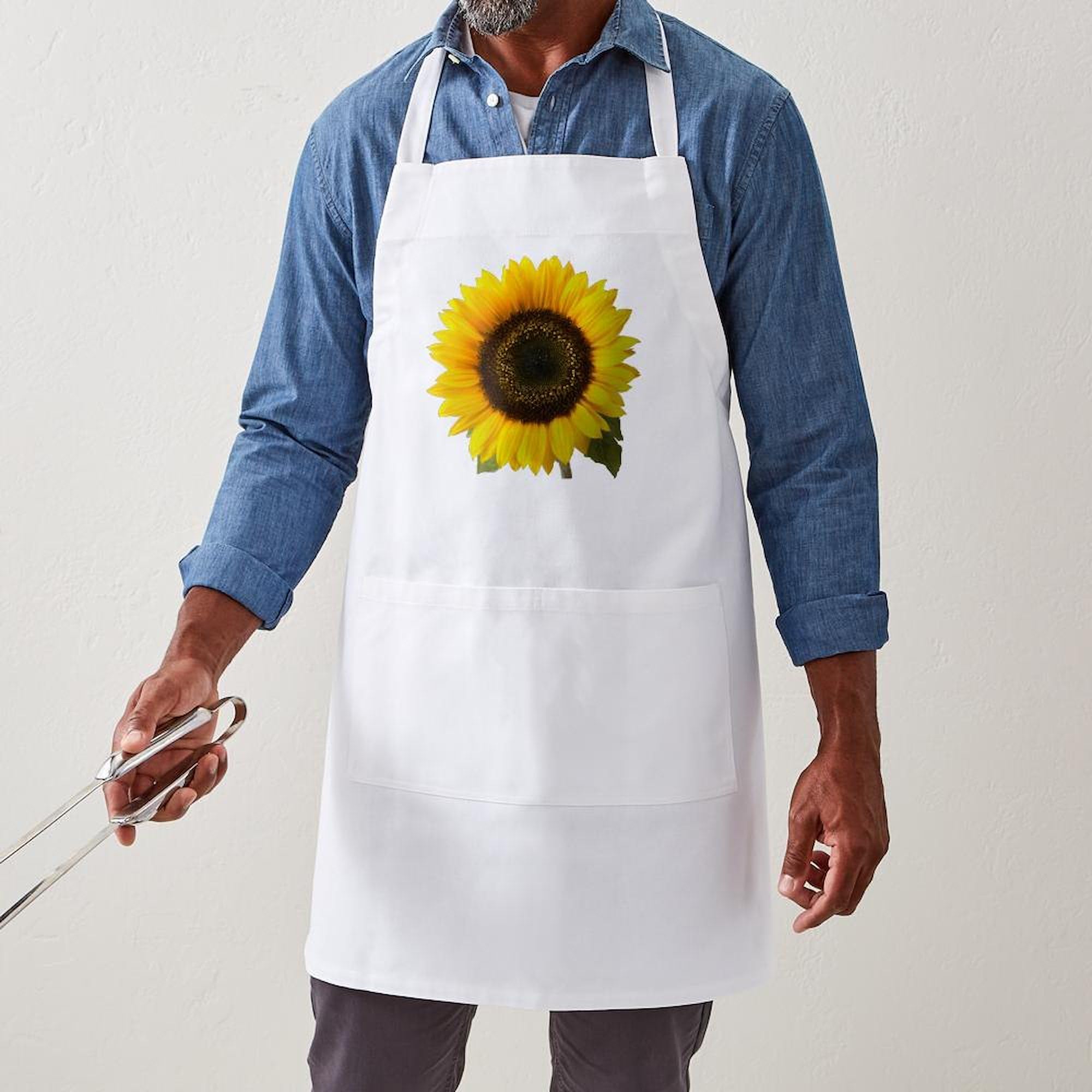 Sunflower Kitchen Apron with Pockets - Adjustable Grilling & Baking Apron for Women & Men - Perfect for Cooking, BBQ, Baking & Outdoor Picnics