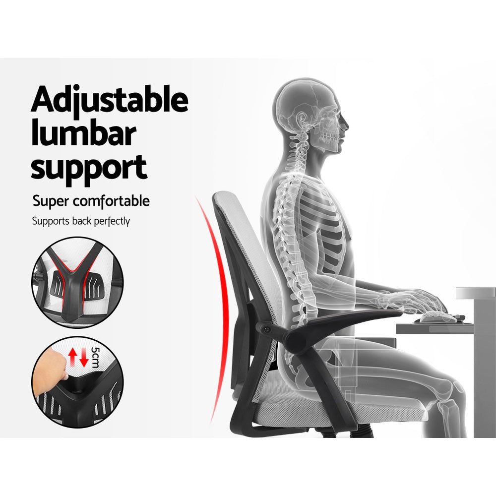Ergonomic Mesh Office Chair with Mid Back Support - Grey - Perfect for Home Office, Gaming, and Workspace Comfort