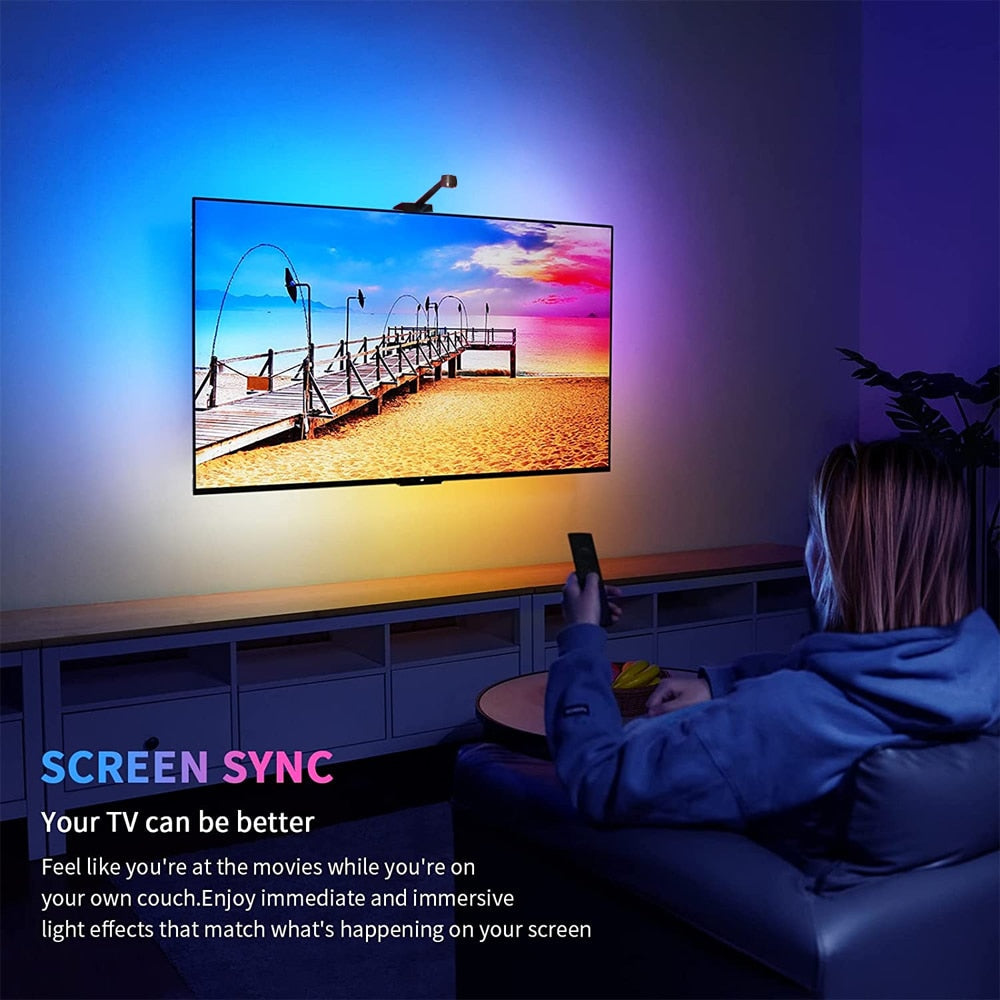 Smart WiFi TV Backlight LED Strip with Music Sync - 16.4ft RGB Color Changing Ambient Lighting for Home Theater, Gaming & Movie Nights