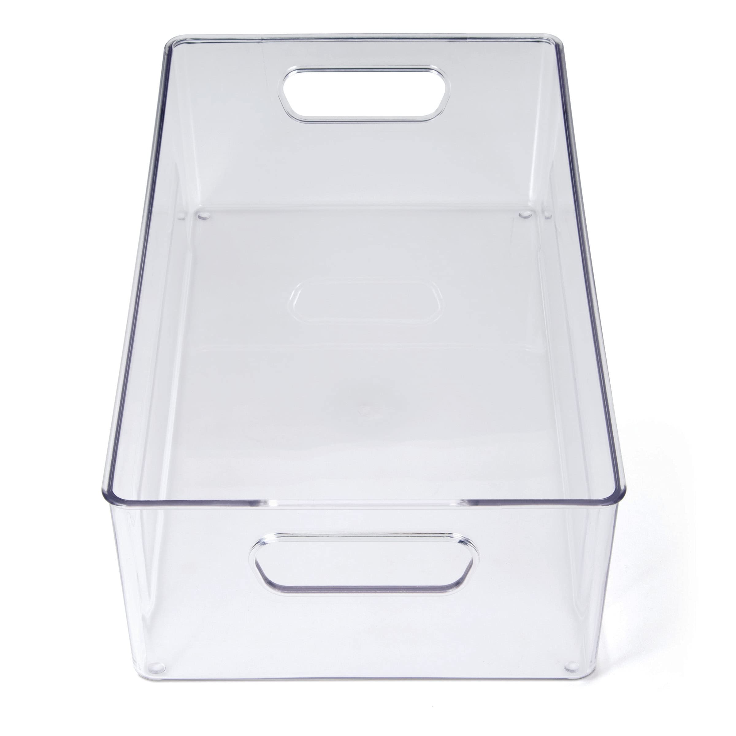 Copco Clear Plastic Storage Bin with Lid - 14.4 x 7.9 x 4.07 Inches - Organizer for Kitchen, Refrigerator, Pantry, Laundry Room & Bathroom - Stackable Food Storage Containers for Home Organization