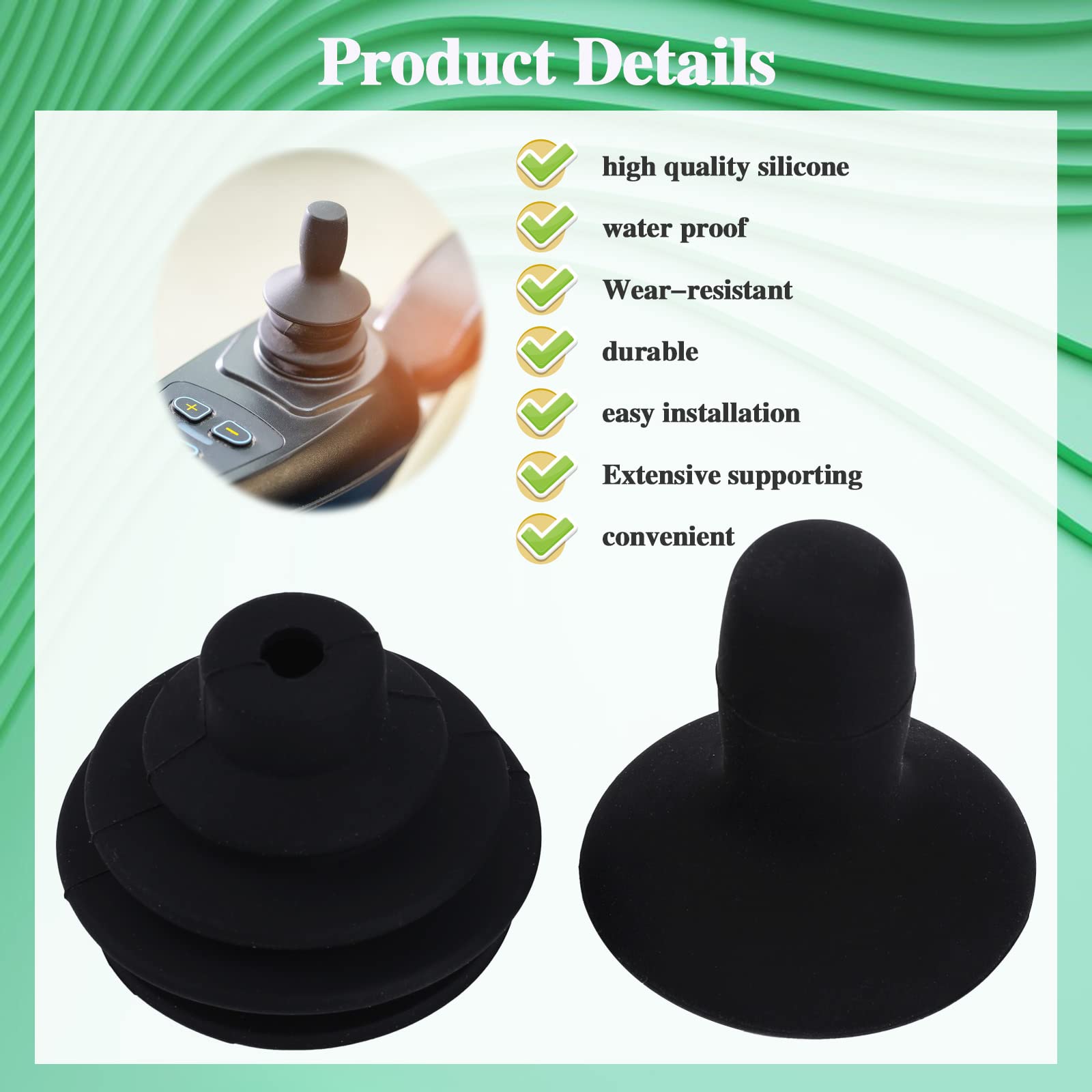 4 Pcs Electric Wheelchair Joystick Controller Knob & Gaiter Set - Black Powerchair Mobility Aid Replacement Parts - Perfect for Wheelchair Joystick Repair & Comfort Enhancement