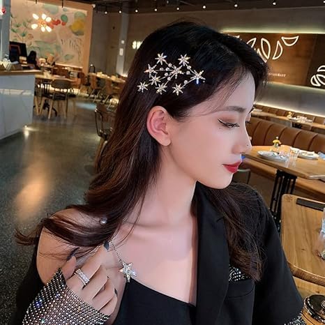 SIA VENDORS® Non-Slip Strong Hold Hair Claw Clips for Women & Girls - Perfect for Thick, Thin, Long & Curly Hair - 4-Piece Set with Silver Star Leaf Design - Ideal for Work, School & Everyday Hairstyles