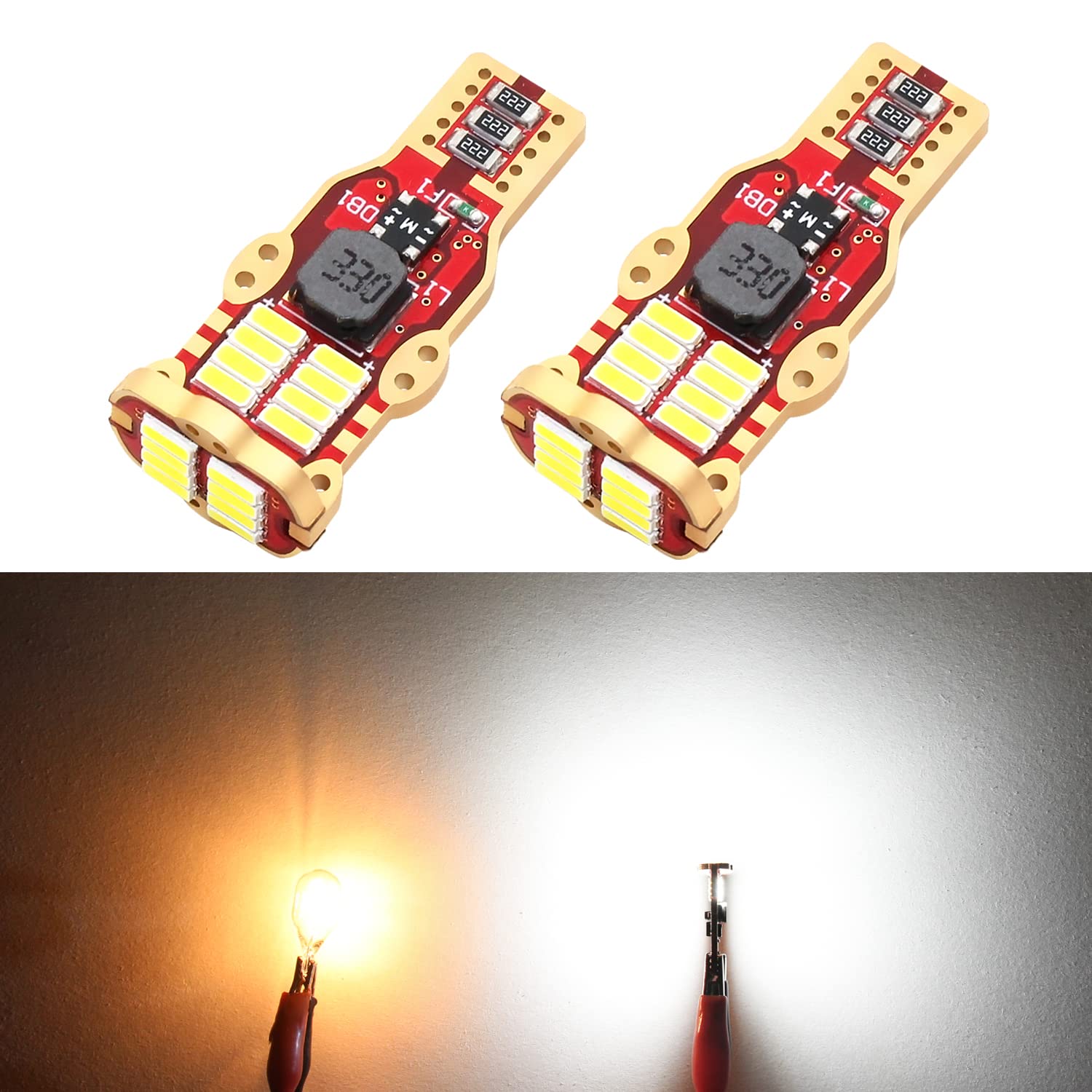 PHINLION 921 LED Bulbs - 2600 Lumens Super Bright Backup Reverse Lights, 6000K White, 906 W16W T15 912 LED Bulb Replacement for Cars, Trucks, SUVs - Non-Polarity, Pack of 2 - Perfect for Nighttime Reversing & Interior Dome Light Upgrades