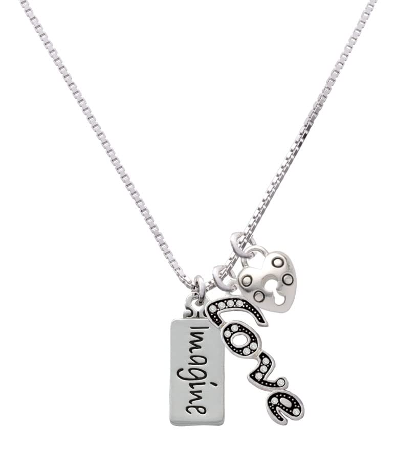 Silver Love & Lock Charm Necklace - 18