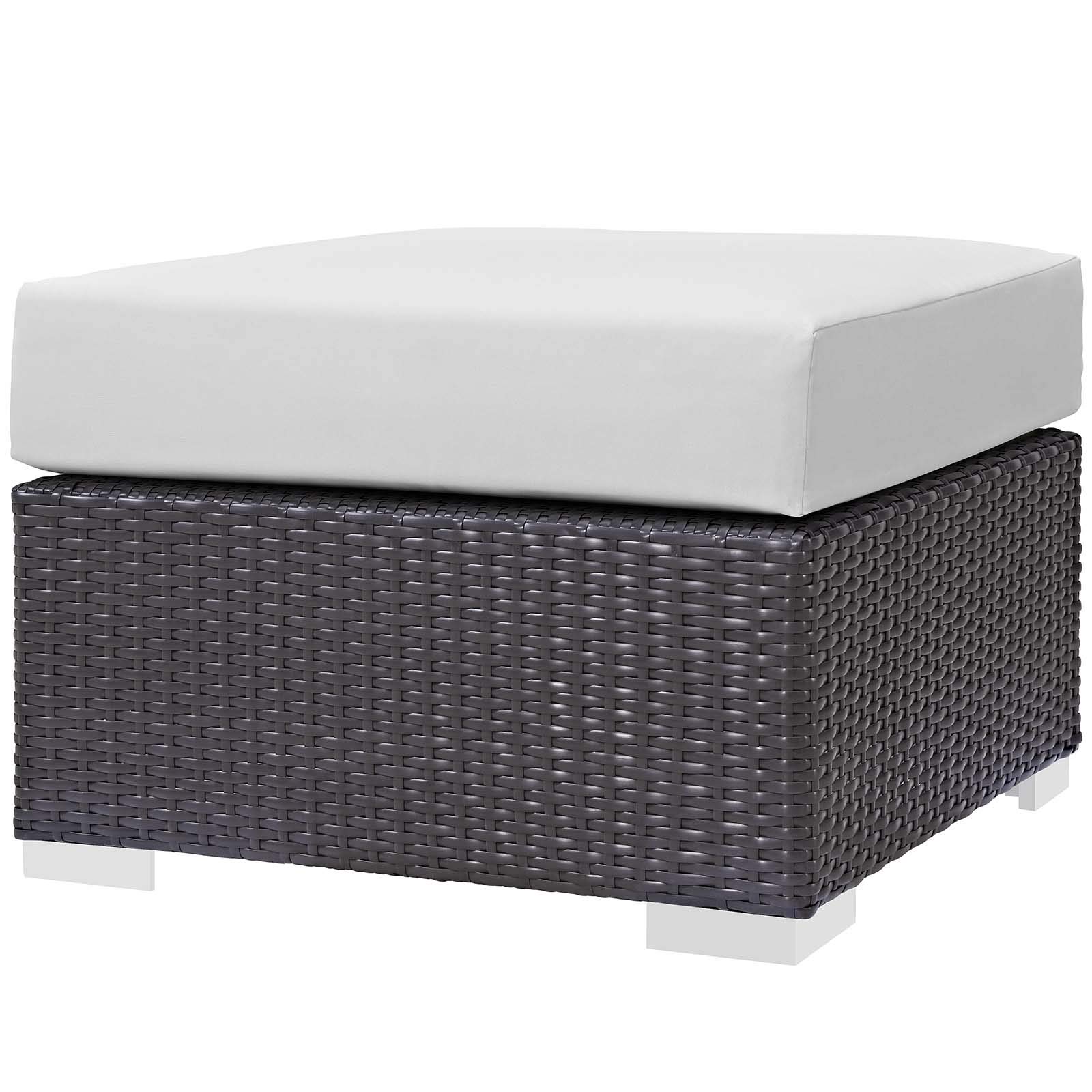 Modern Outdoor Patio Lounge Sofa Set with Chair & Coffee Table - Wicker Rattan Furniture with Fire Pit - White - Perfect for Backyard, Garden & Poolside Relaxation