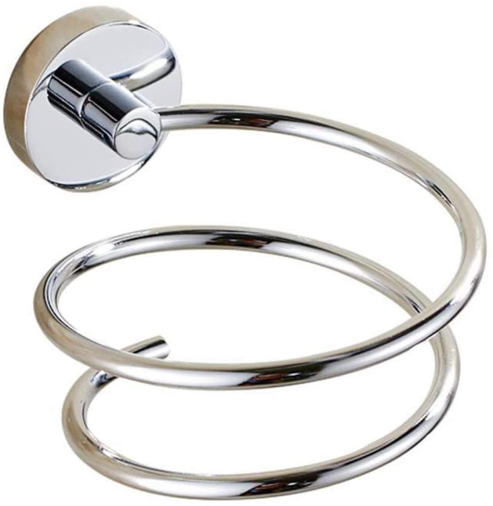 Wall Mounted Spiral Hair Dryer Holder - 304 Stainless Steel Blow Dryer Organizer Rack for Bathroom, Salon & Home - Compact Space Saving Design for Hair Styling Tools & Washroom Supplies (Silver)