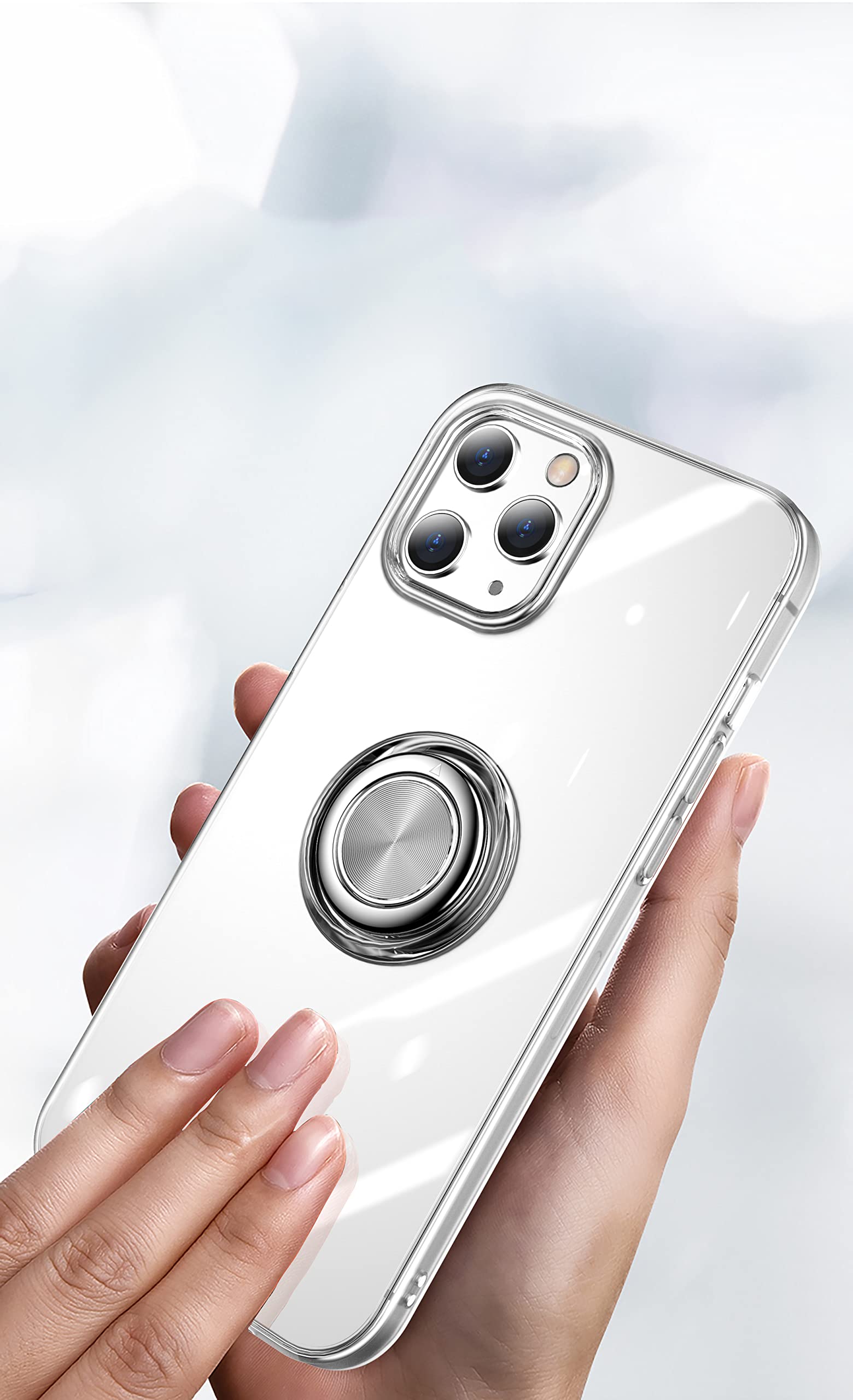 SORAKA iPhone 11 Pro Max Case with Ring Holder - Slim Fit Soft TPU Clear Phone Cover with Metal Plate for Magnetic Car Mount | Perfect for Driving, Travel & Everyday Protection