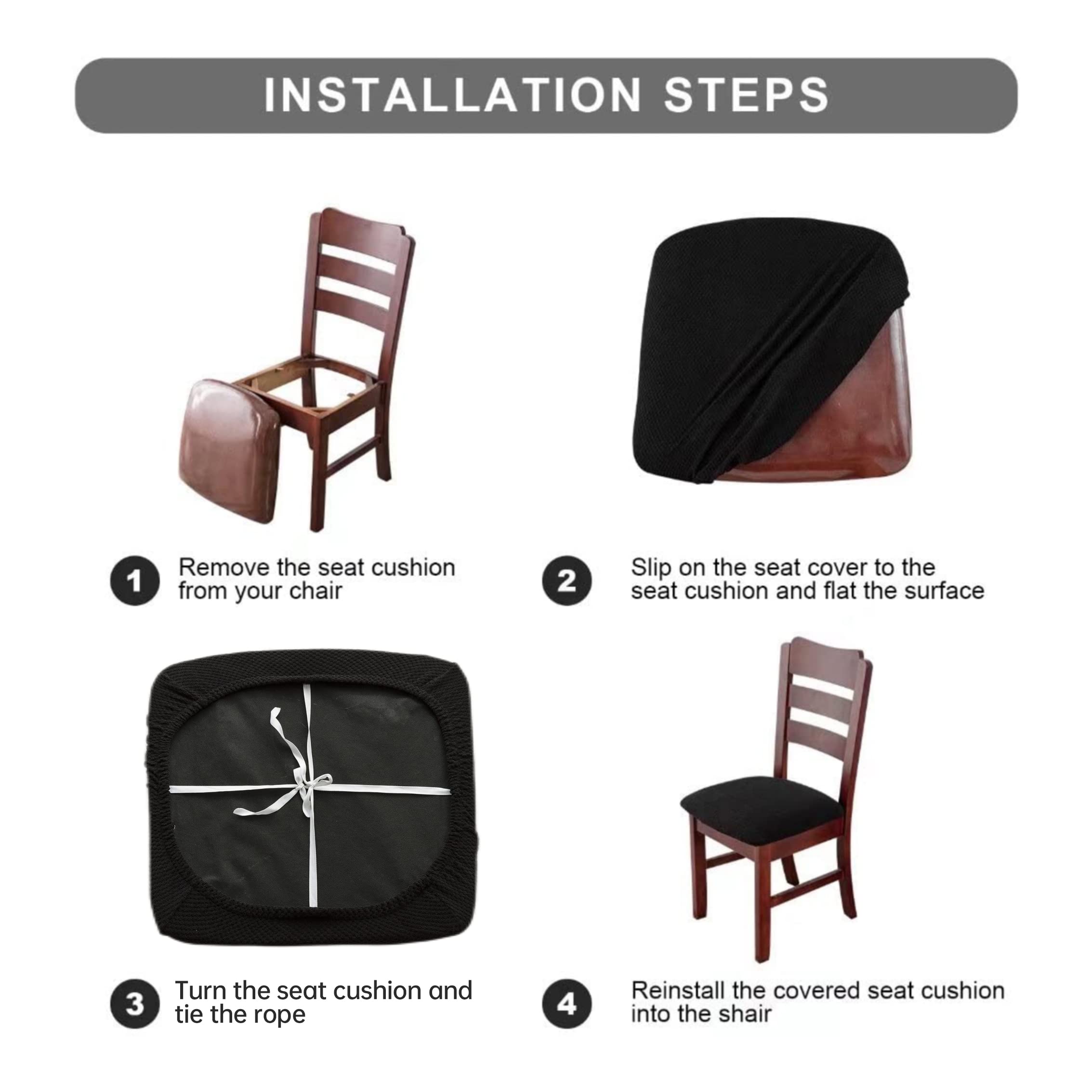 Premium Beige Dining Chair Covers Set of 4 - Waterproof & Stretchable Seat Covers for Kitchen, Dining Room, Restaurant - Washable Fabric Protectors for Home Decor & Furniture Protection
