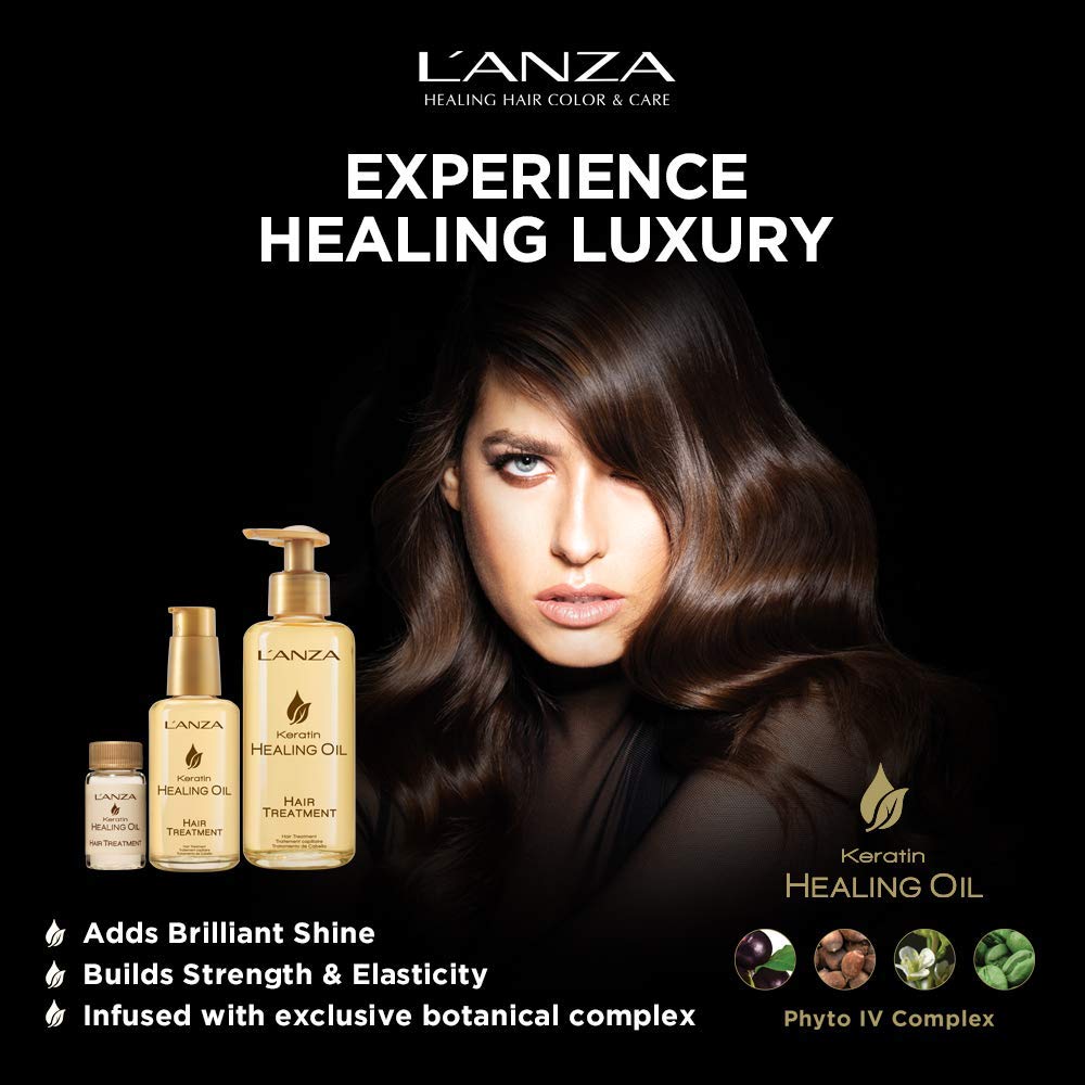 L'ANZA Keratin Healing Hair Oil Treatment - Sulfate Free, Cruelty Free Hair Care with Phyto IV Complex for Damaged Hair - Revives, Nourishes & Repairs Dry, Frizzy Hair - Perfect for Salon-Quality Treatment at Home, Daily Hair Protection & Styling