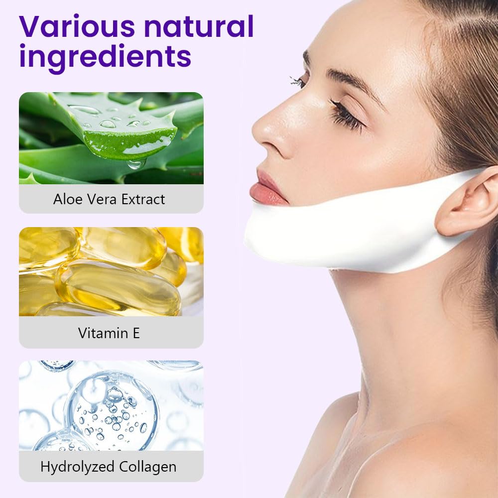 Kaely 8Pcs V Line Lifting Face Mask - Double Chin Reducer & Anti-Aging Chin Strap for Women with Collagen & Hydration | Slimming Facial Contour for Daily Skincare & Beauty Routine