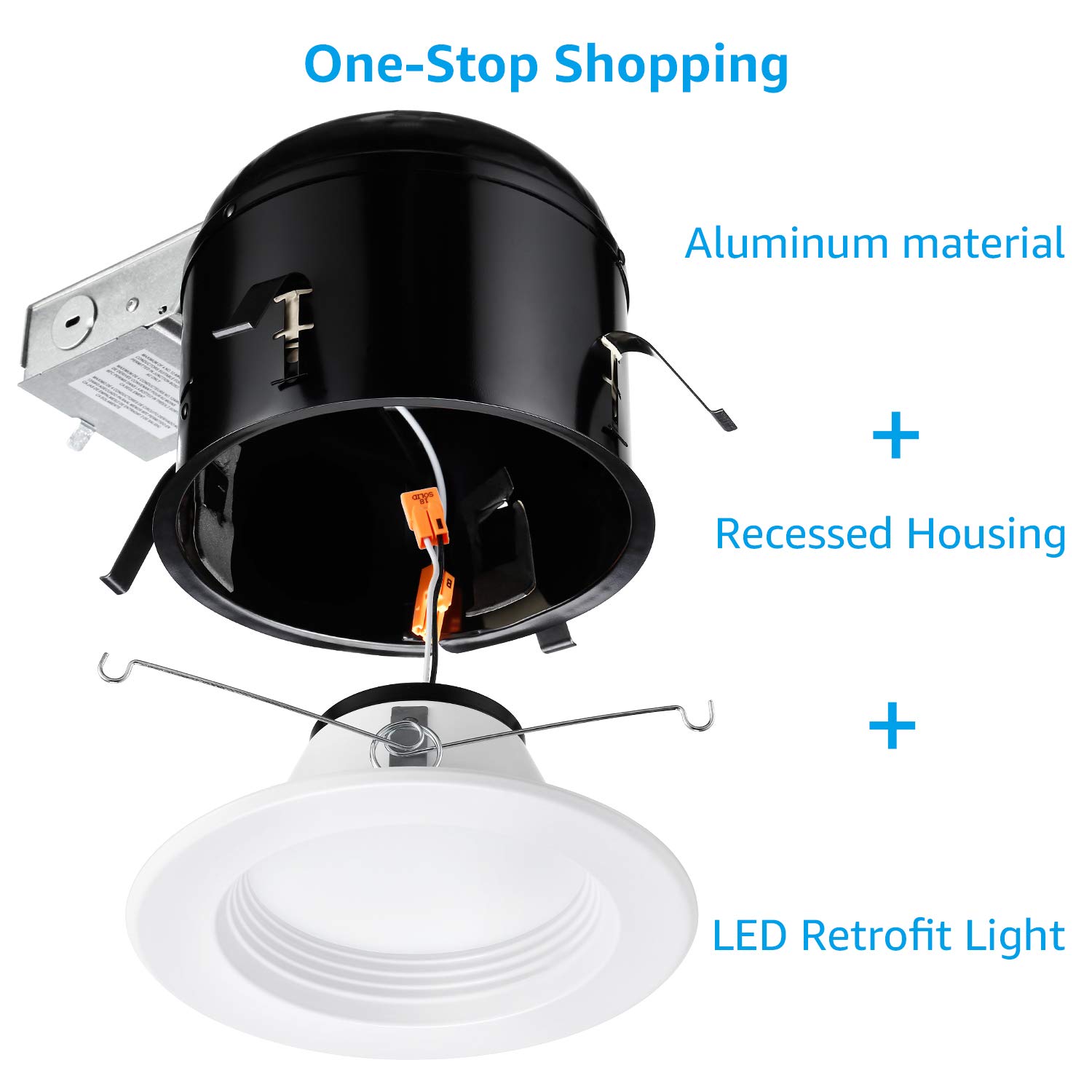 TORCHSTAR 6 Inch Remodel Recessed Housing - 15W LED Downlight Can Lights for Ceiling, Air Tight IC Rated, 3000K Warm White, 120V, ETL & Energy Star Certified, Wet Location Safe - Pack of 6 - Perfect for Kitchen, Bathroom, and Living Room Lighting