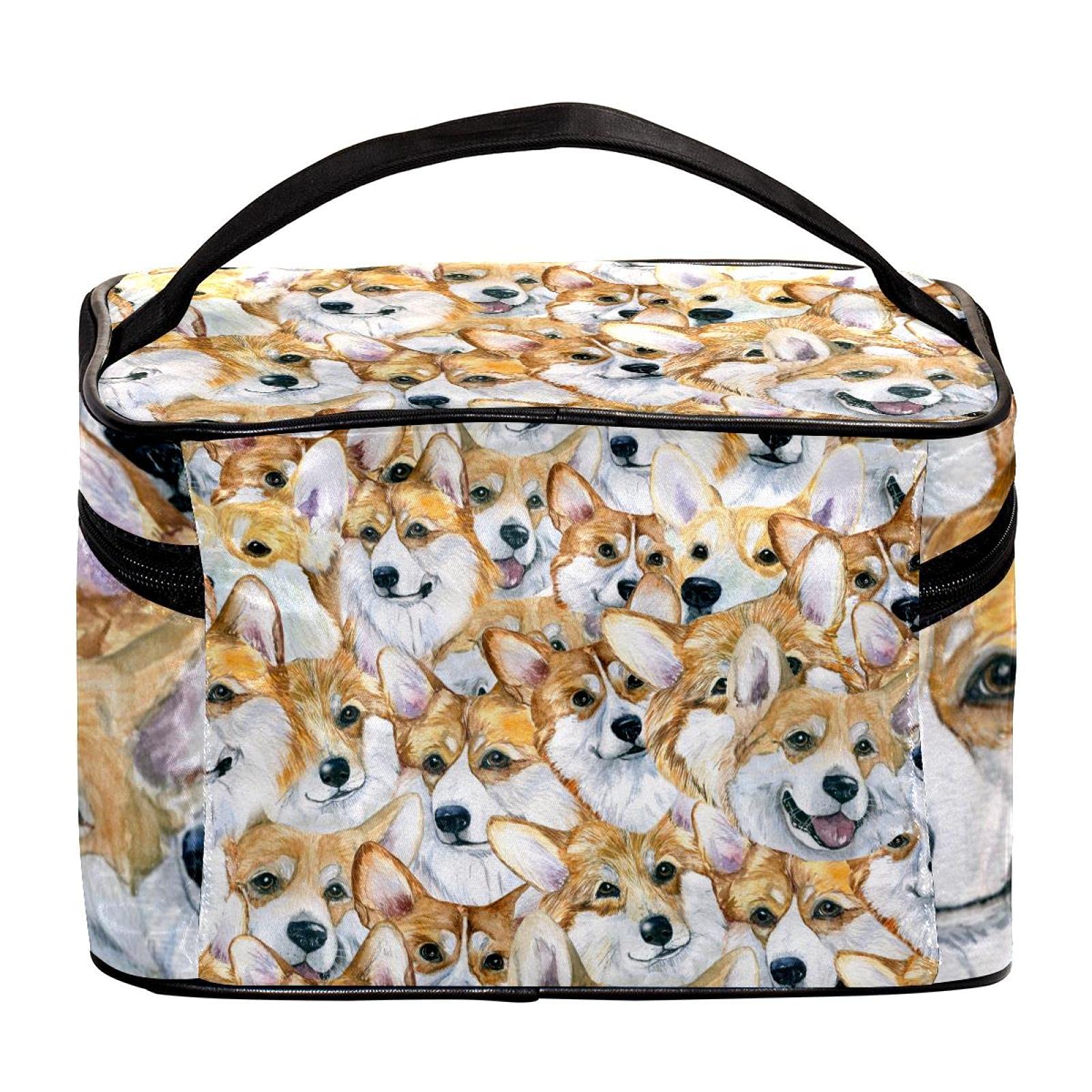 Stylish Dog Pattern Large Travel Makeup Bag - Cute Puppy Cosmetic Organizer with Zipper for Women & Girls | Perfect for Travel, Gym & Daily Essentials Storage