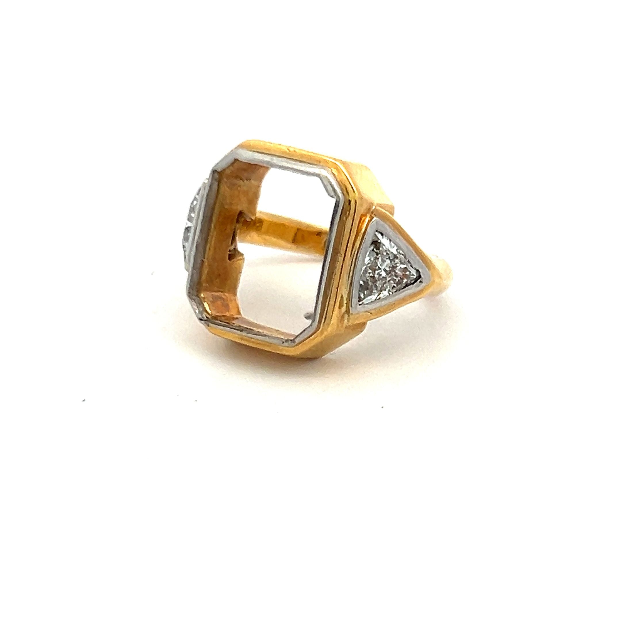0.70 Carat Triangular G VS1 Diamond Engagement Ring in 18K Two-Tone Gold Semi Mount - Perfect for Proposals, Weddings & Anniversary Gifts