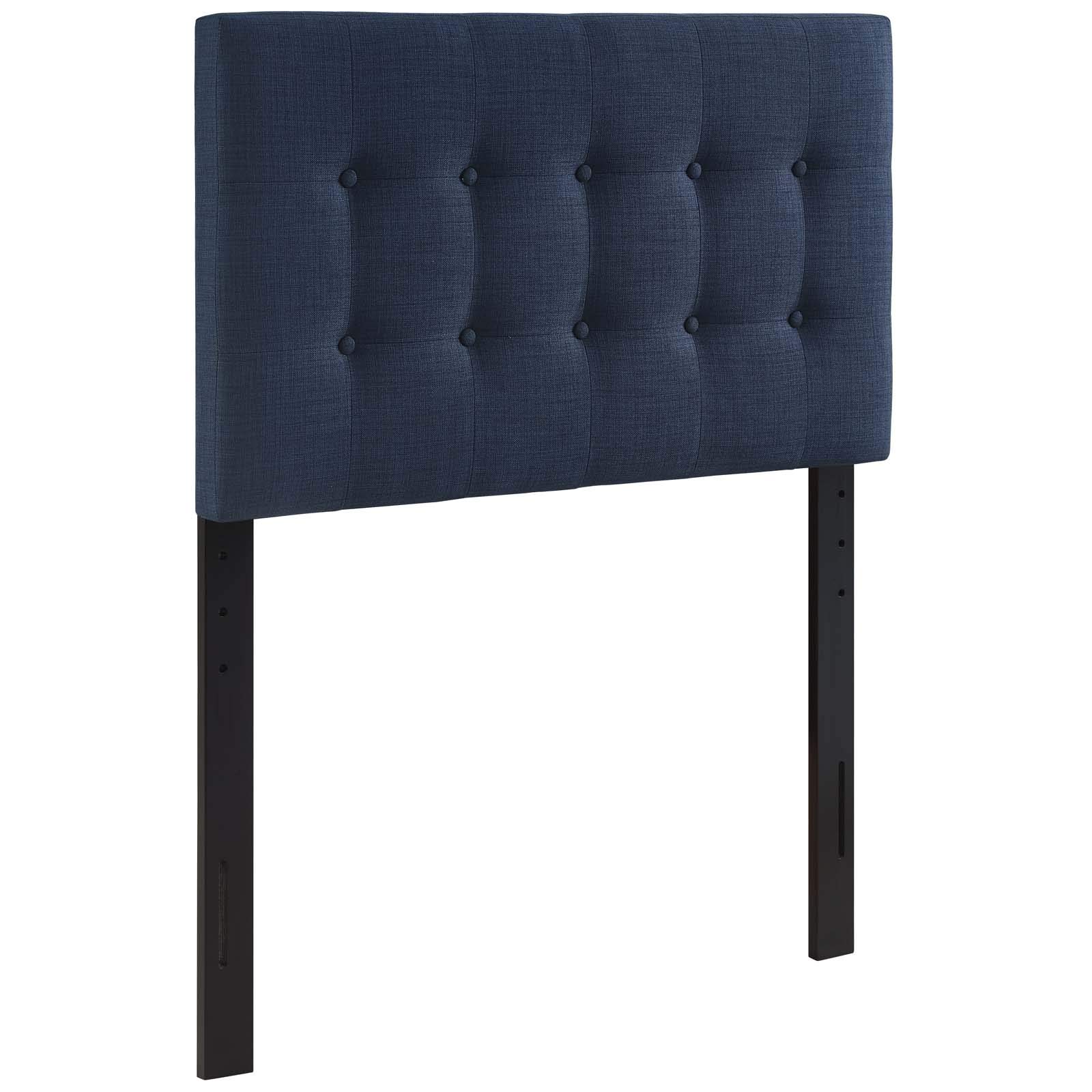 Modern Tufted Fabric Headboard Twin Size Navy Blue - Contemporary Urban Bedroom Decor for Small Spaces & Guest Rooms