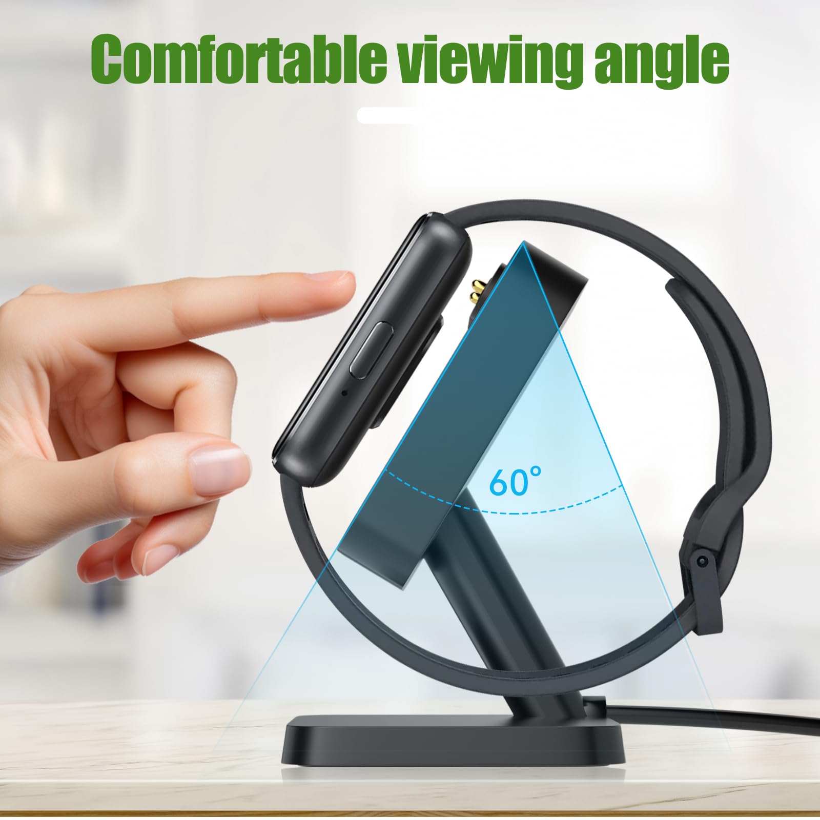 Samsung Galaxy Fit 3 Magnetic Charger Dock Stand - Fast Charging Cable & Dock for SM-R390 | Replacement Accessory (Black) | Perfect for Home, Office & Travel Use