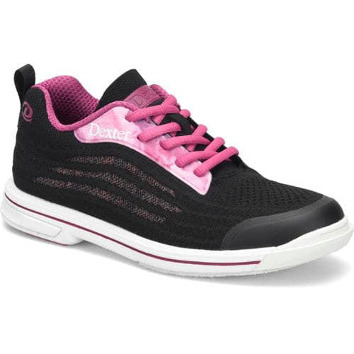 Dexter Women's DexLite Knit Bowling Shoes - Black & Pink - Lightweight Comfort for League Play & Casual Bowling