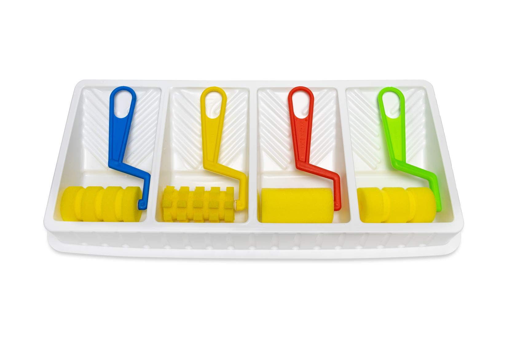 Hygloss Kids Paint Roller Set - 4 Unique Foam Rollers for Creative Art Projects, Includes Paint Tray & Brush Set - Fun Painting Sponges for Toddlers & Children - Perfect for DIY Crafts, Classroom Activities & Home Art Projects