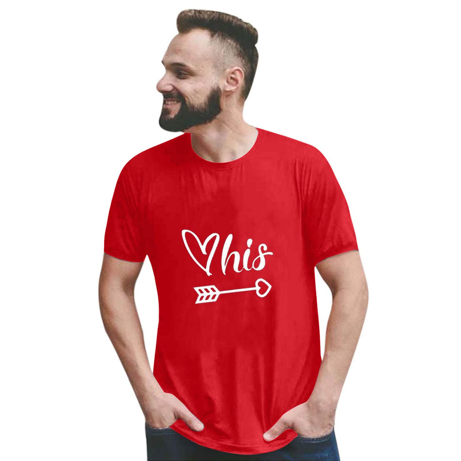 Men's Casual Short Sleeve T-Shirt with Love Print - Black Tuxedo Style Blouse for Everyday Wear & Date Nights