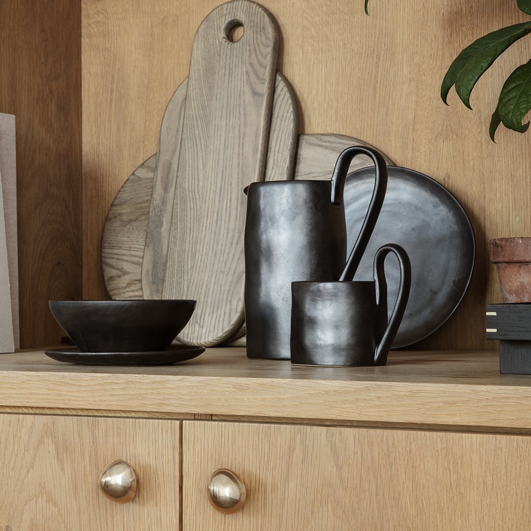 Ferm Living Flow Jug - Modern Glass Water Pitcher with Wooden Lid for Home, Kitchen & Dining - Perfect for Iced Tea, Lemonade & Fresh Infused Water