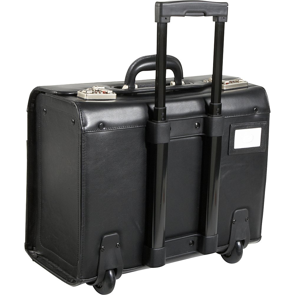 Leather Rolling Laptop Briefcase with Wheels - Durable Computer-Friendly Catalog Case (#1854-0) - Perfect for Business Travel, Office Commute & Professional Meetings