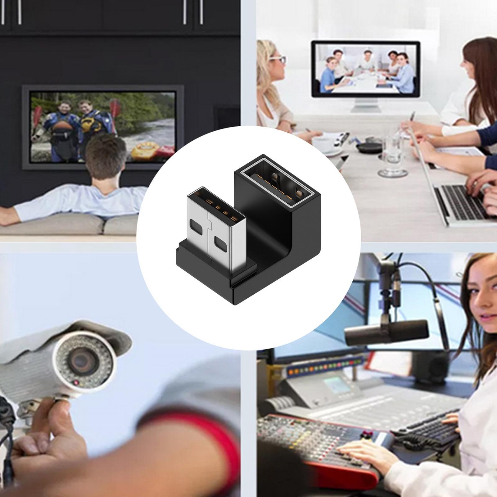 USB 3.0 A Male to Female Adapter - 10Gbps High Speed Data Transfer, Right Angle L-Shaped USB Extender Connector for Laptop, PC, TV - Perfect for Tight Spaces & Cable Management