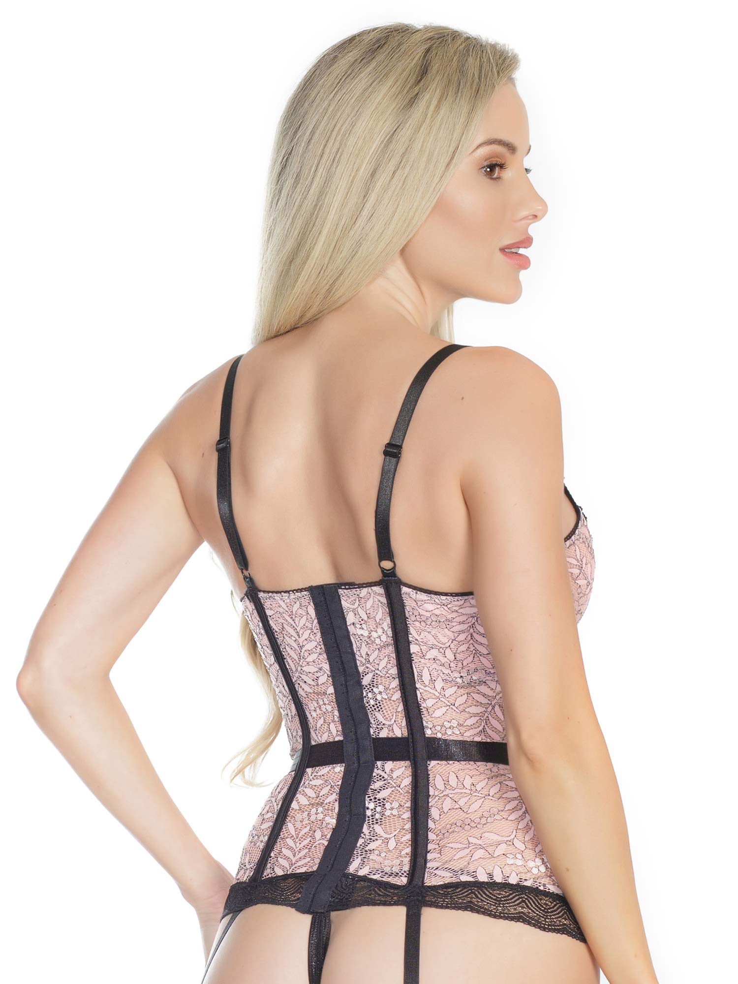 Coquette La Vie en Rose Bustier Top - Lace Corset Bralette for Women | Romantic Date Night, Boudoir, Valentine's Day Lingerie